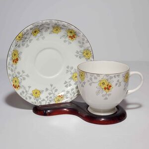 Melba Teacup and Saucer Yellow Flowers Vintage